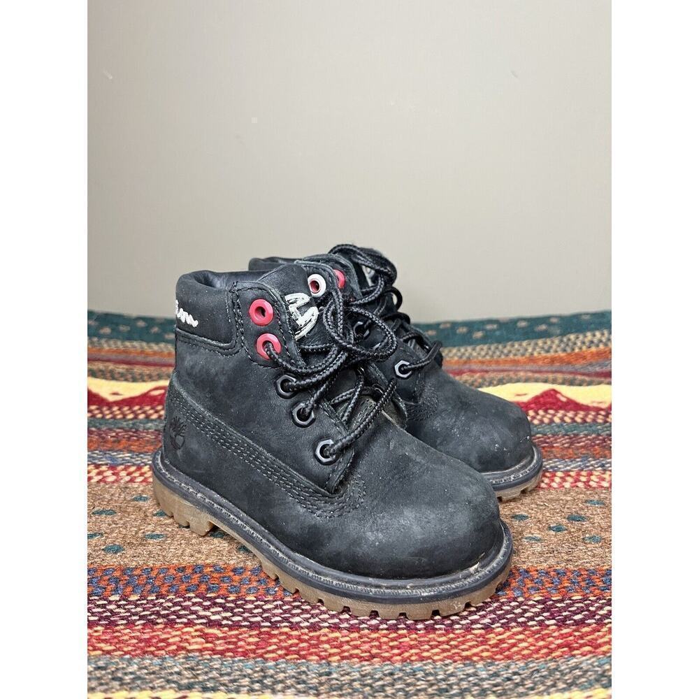 Timberland X Champion Black Suede Lace Up Ankle Boot Kids Size 5